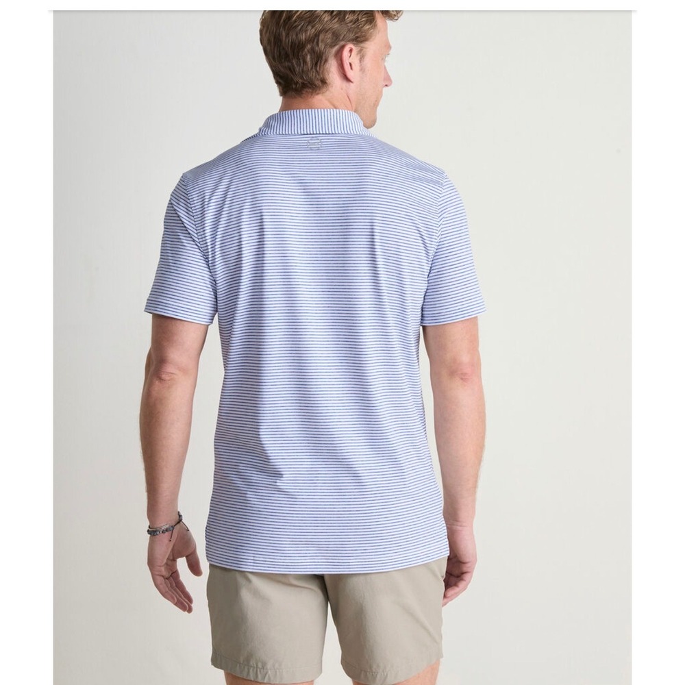 Vineyard Vines Bradley Performance Mens XL Polo Blue White Striped Whale Logo - Picture 3 of 6